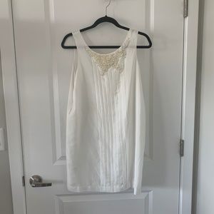 Silk white shift dress with pearls NEVER WORN